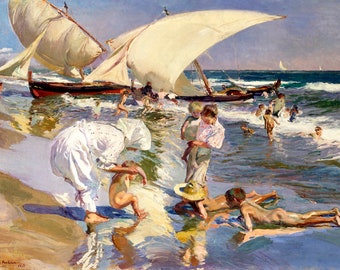 Beach Of Valencia By Morning Light Painting By Joaquin Sorolla Y Bastida Repro