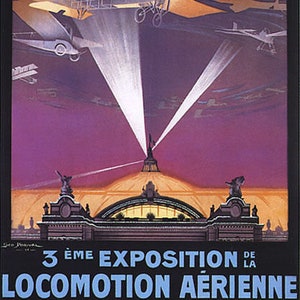 Locomotion Aerienne Airplane Champs Elysees Paris Aviation Vintage Poster Repro