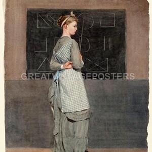 Blackboard Teacher School Girl Education 1877 Painting By Winslow Homer Repro