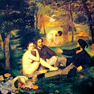 Almuerzo en la hierba Picnic en el bosque Pintura francesa de Manet Repro
