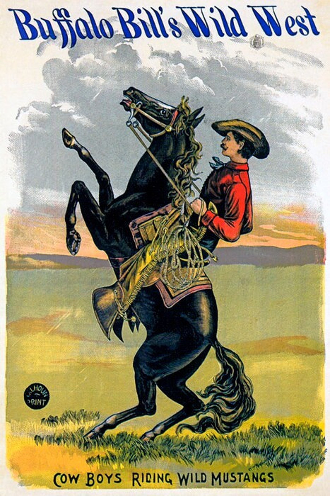 Buffalo Bill Wild West Cow Boys Riding Mustangs Horse Usa Vintage ...