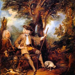 A Hunter And His Servant Woods Hunt Dog 1737 French Painting By Lancret Repro