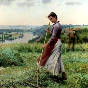 Woman Working The Land With A Hoe Painting By Daniel Ridgway Knight Repro