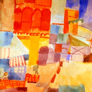 El Halfaouine Square In Tunis Watercolor Oriental Painting By Paul Klee Repro
