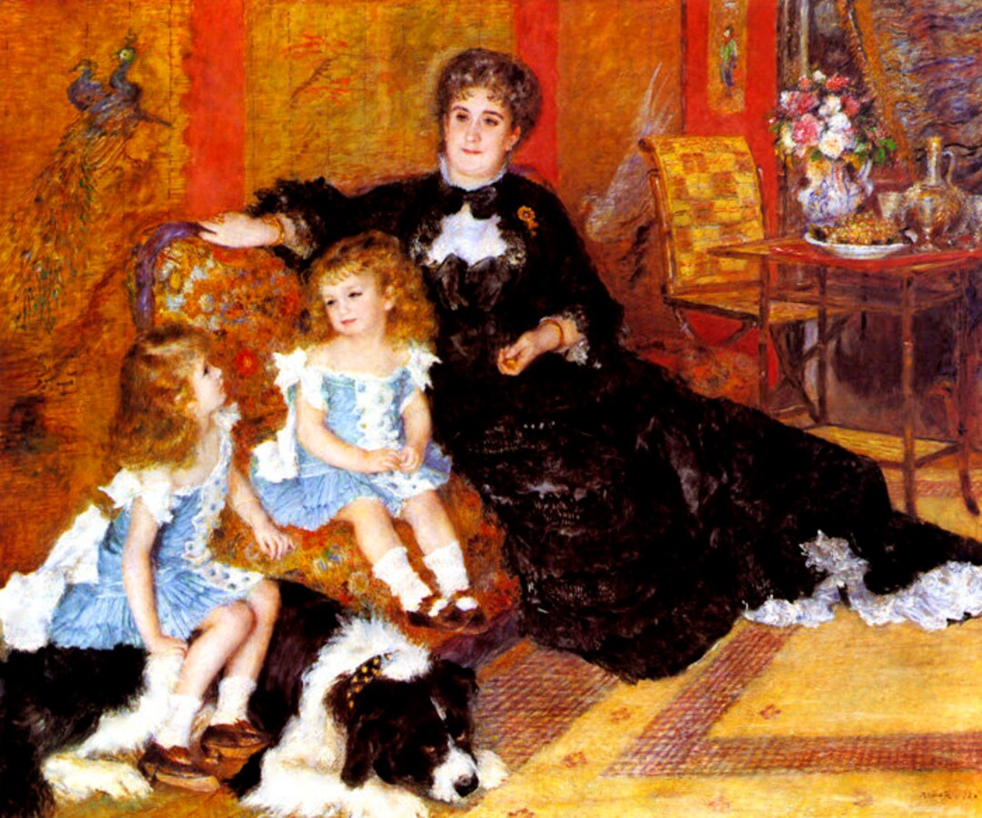 Madame Charpentier and Her Children Dog 1878 French Painting by