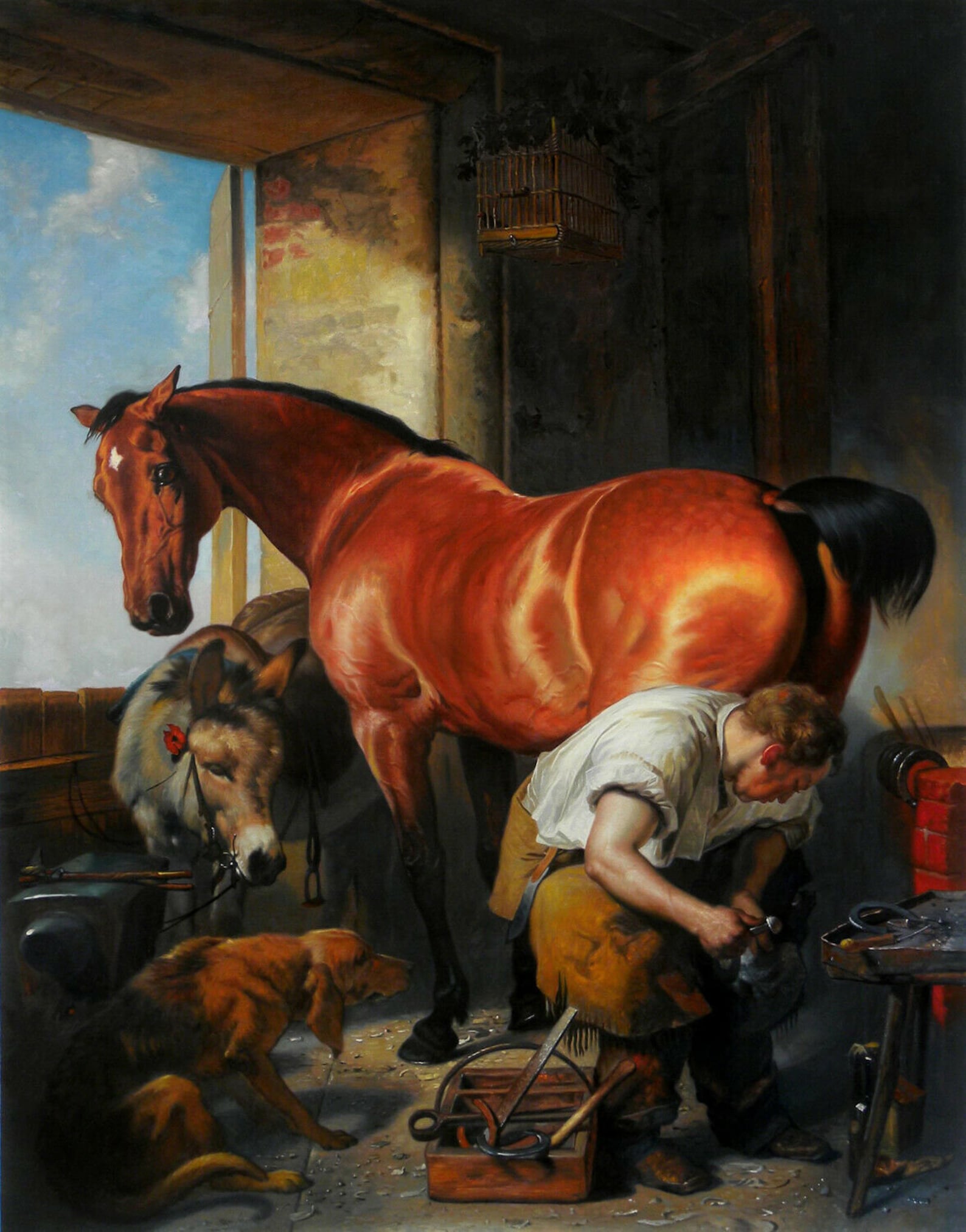 Shoeing Horse Farrier Horseshoes Hoof Painting By Edwin Etsy