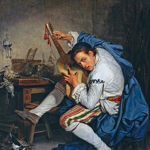 The Guitarist Music 1757 French Painting By Jean Baptiste Greuze Repro