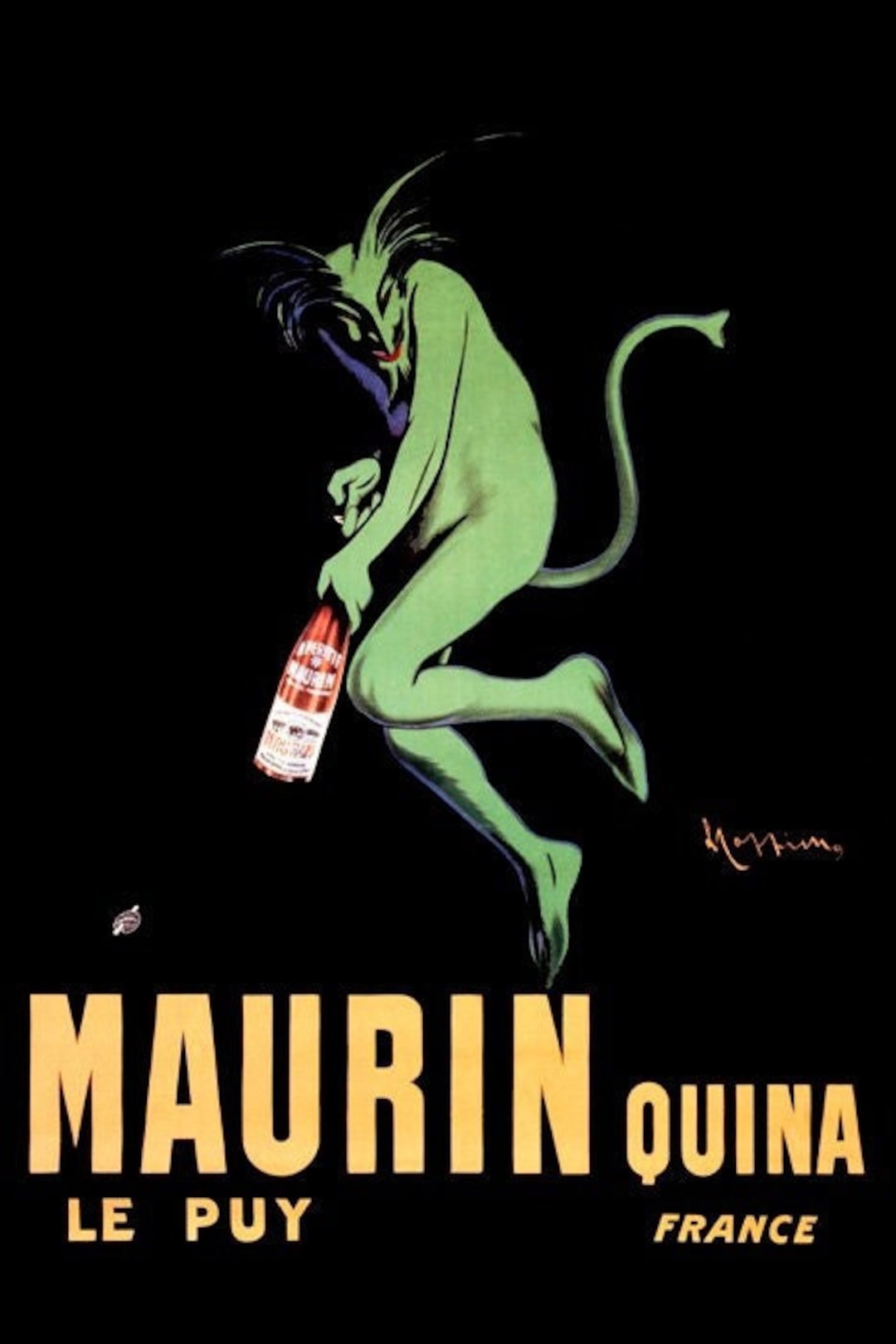 Maurin Quina Le Puy Liqueur Green Devil Drink Cappiello Vintage