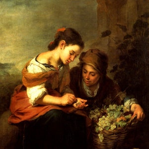 The Young Fruit Sellers 1675 Spanish Painting By Murillo Repro