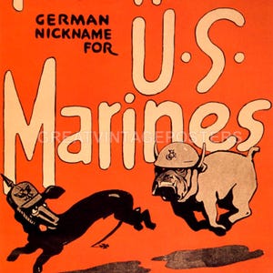 Devil Dogs Teufel Hunden American USA Marines Recruit War Vintage Poster Repro