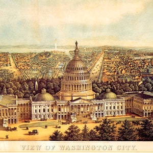 1800&#39;S Panoramic View Of Washington City United States Capitol Repro Poster