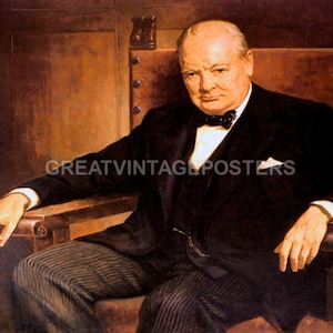 Sir Winston Churchill Prime Minister United Kingdom Painting By Arthur Pan Repro