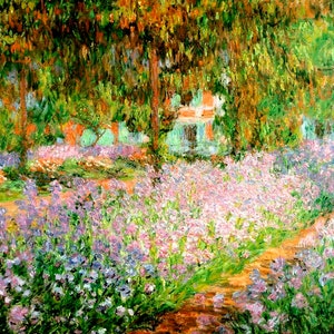 The Artist&#39;s Garden At Giverny Floral Paradise Flowers By Claude Monet Repro