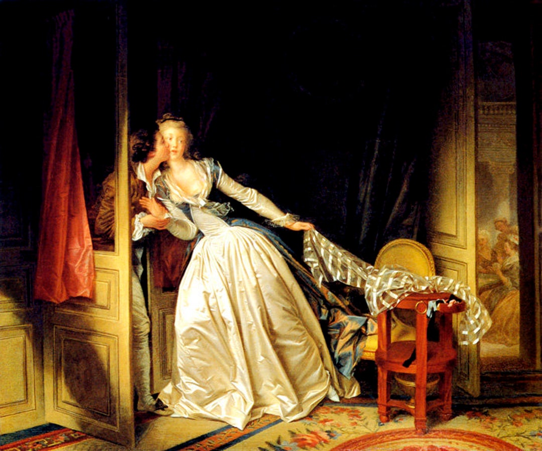 The Stolen Kiss Girl Surprised by Boy 1786 French Painting by