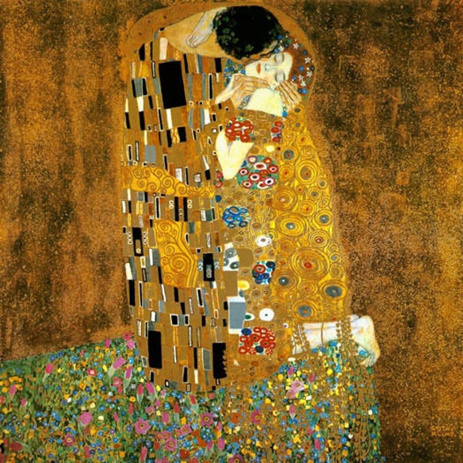 The Kiss Couple Love Romantic Painting by Gustav Klimt on Canvas Repro ...