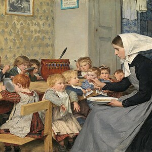 The Creche Children At The Table Eating 1890 Painting By Albert Anker Repro