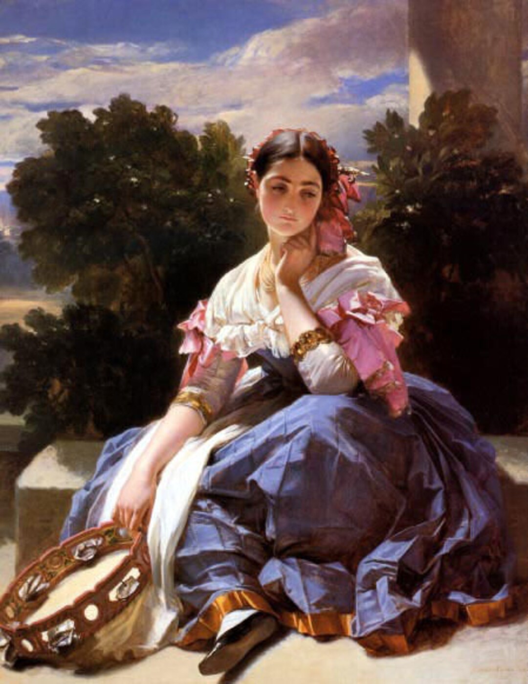 Girl With A Tambourine Painting by Winterhalter Repro Etsy