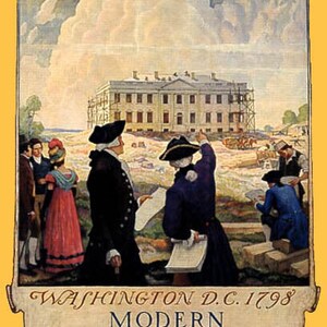 Pennsylvania Railroad Washington D.C. 1798 White House Usa Vintage Poster Repro