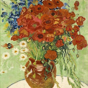 Nature Morte Vase Aux Marguerites At Coquelicots Flowers By Van Gogh Repro