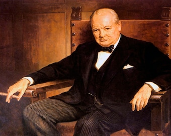 Sir Winston Churchill Prime Minister United Kingdom Painting By Arthur Pan Repro