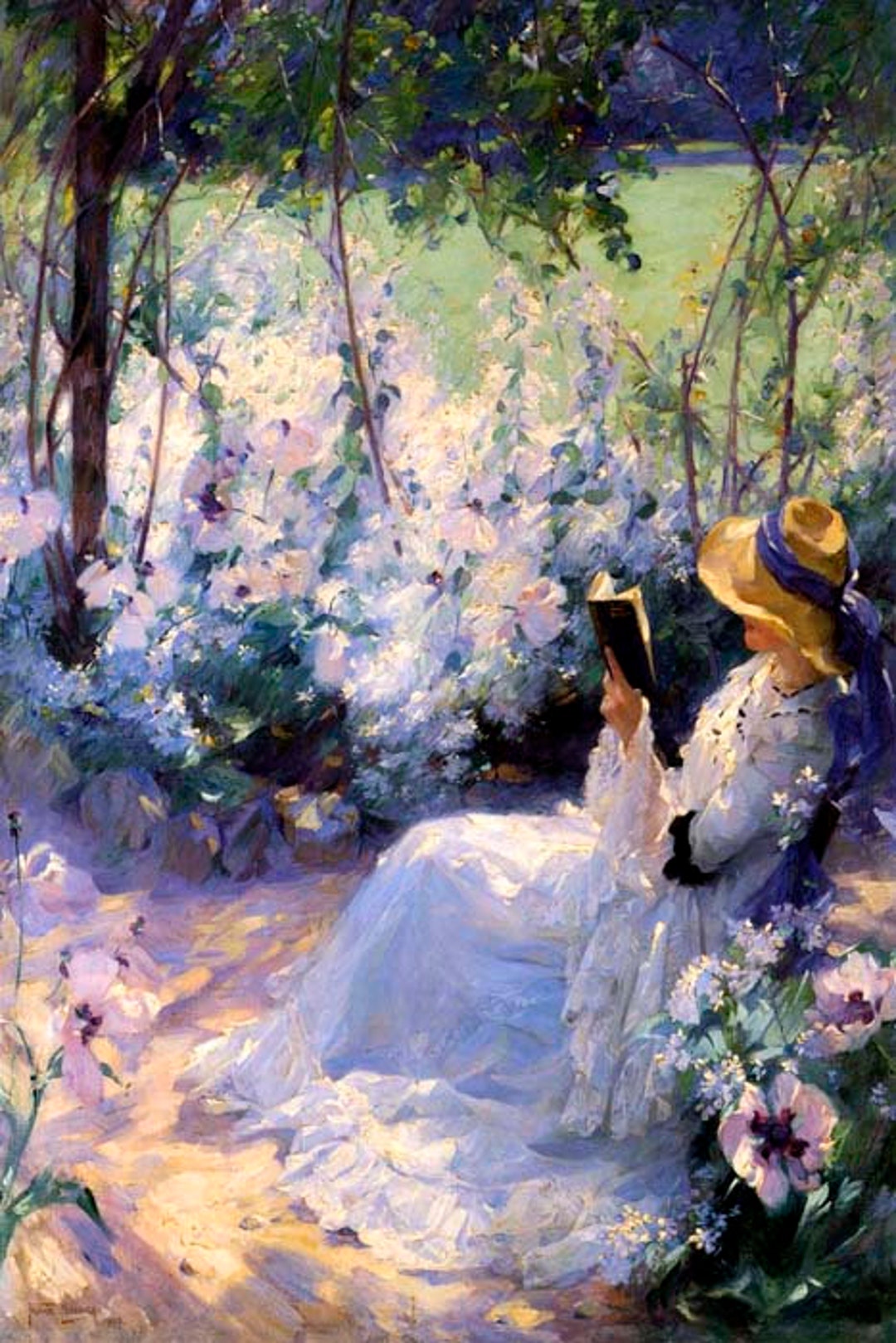 Lady Woman Reading Book Delicious Solitude Painting by Frank