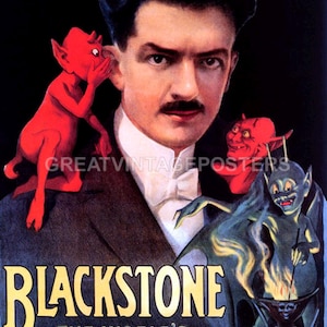 Magic Blackstone Master Magician Red Devil Little Demons Vintage Poster Repro