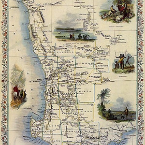 1800&#39;S Map Western Australia Swan River Repro Poster