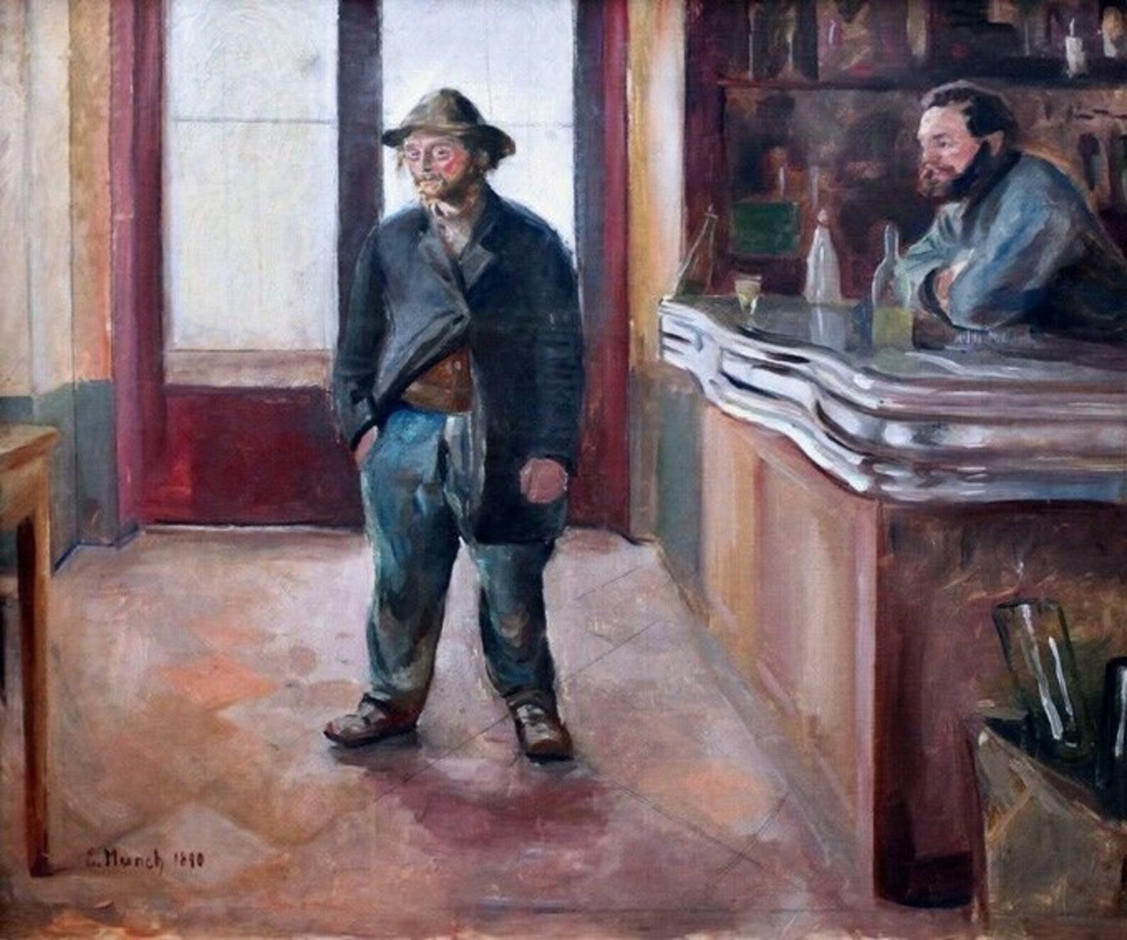 In the Bar 1890 Poor Man Bartender Drinks Painting by Edvard Etsy