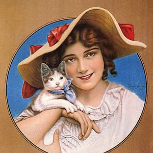 The Theatre Magazine For Playgoers Cover Girl With Cat Usa Vintage Poster Repro