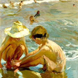 The Wounded Foot Children Playing On The Beach Painting By Joaquin Sorolla Repro