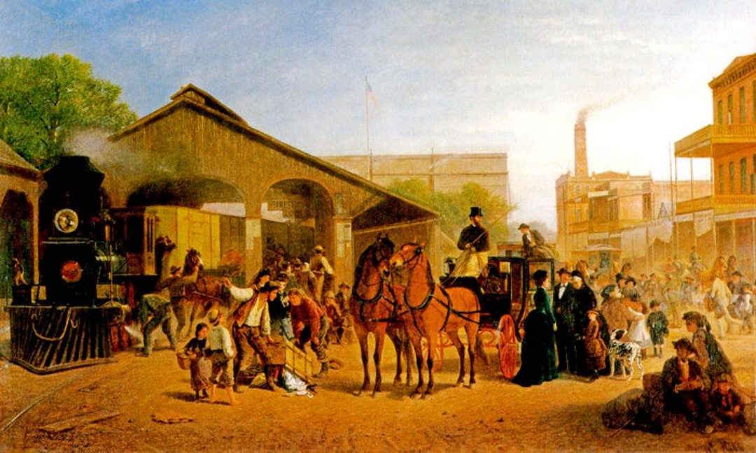 Sacramento Railroad Station 1874 Train and Horse Carriage by William ...