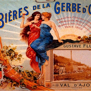 Beer Wheat Bieres De Gerbe D&#39;or Val D&#39;ajol 1902 French Vintage Poster Repro