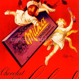 Reproducción de póster vintage de Cappiello con chocolate, comida para niños y chocolate Suchard
