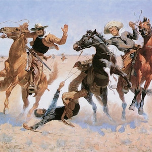 Aiding A Comrade Cowboy Riders Horses 1890 Painting By Frederic Remington Repro