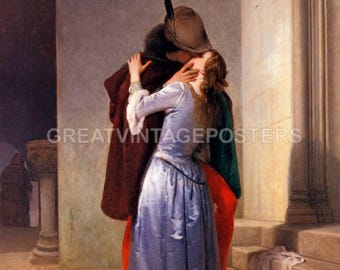 The Kiss Love Couple Romantic Italian Painting By Francesco Hayez Repro