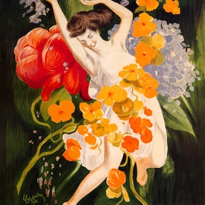 Reproduction d'affiche vintage de fille de fleurs de printemps dans la vallée de Skagit, Washington