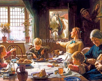 One Of The Family Window Dinner Horse Painting 1880 By Frederick G Cotman Repro