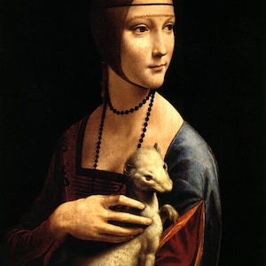 The Lady With An Ermine Ferret Pet Italian Painting By Leonardo Da Vinci Repro