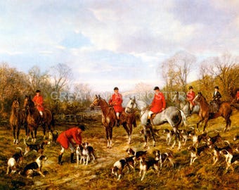 Autumn Meeting Hunters Horse Dog British Hunting Painting By Heywood Hardy Repro