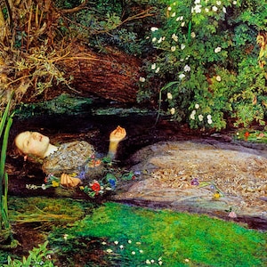 Ophelia Female Character In Hamlet Shakespeare Painting By John Millais Repro