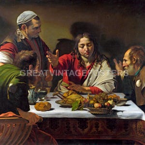 The Supper At Emmaus Resurrected Jesus Christ Painting 1601 By Caravaggio Repro