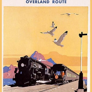Great Salt Lake City Train Overland Route Southern Pacific Vintage Poster Repro