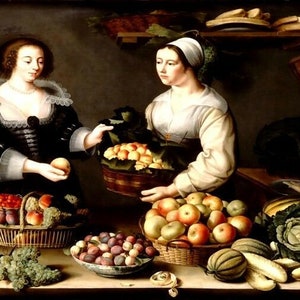 The Fruit And Vegetable Seller 1631 Food Painting By Louise Moillon Repro