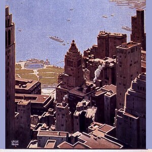 New York The Upper Bay From Lower Manhattan Travel Usa Vintage Poster Repro