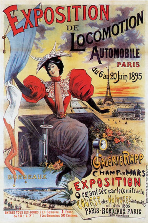 1895 Paris Automobile Car Exposition French Vintage Etsy