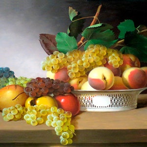 Still Life With Fruit 1821 Grapes Peaches Pears Apple by James Peale ...