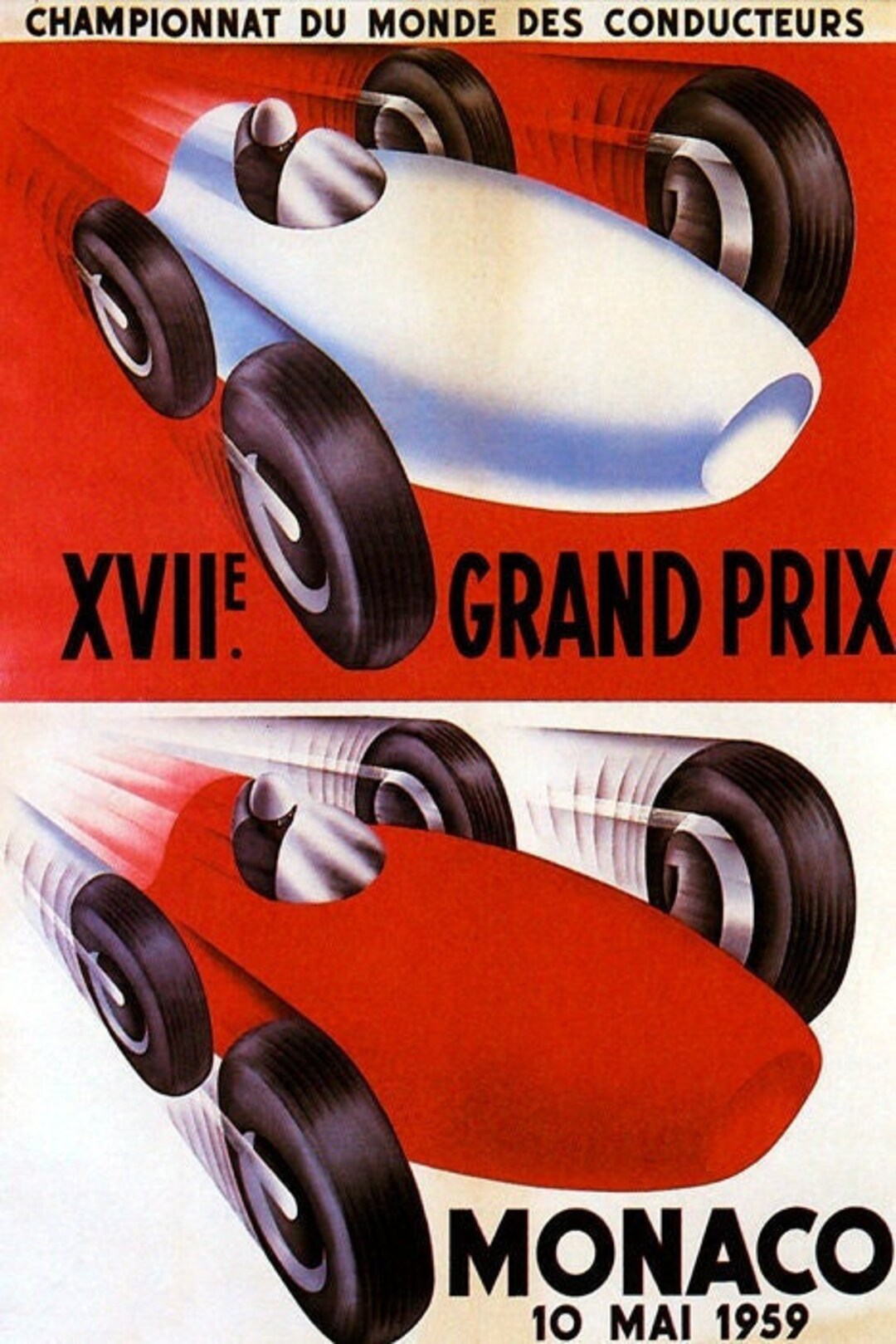 1959 Monaco Car Automobile Race Drive's World Championship Vintage