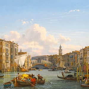 View Of The Grand Canal The Rialto Bridge Venice Italy By Friedrich Nerly Repro