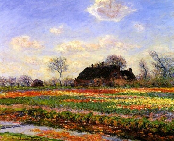 クロード・モネ、「Tulip Fields at Sassenheim,near Tulip Fields at Sassenheim Near Leyden 1886 Netherlands by