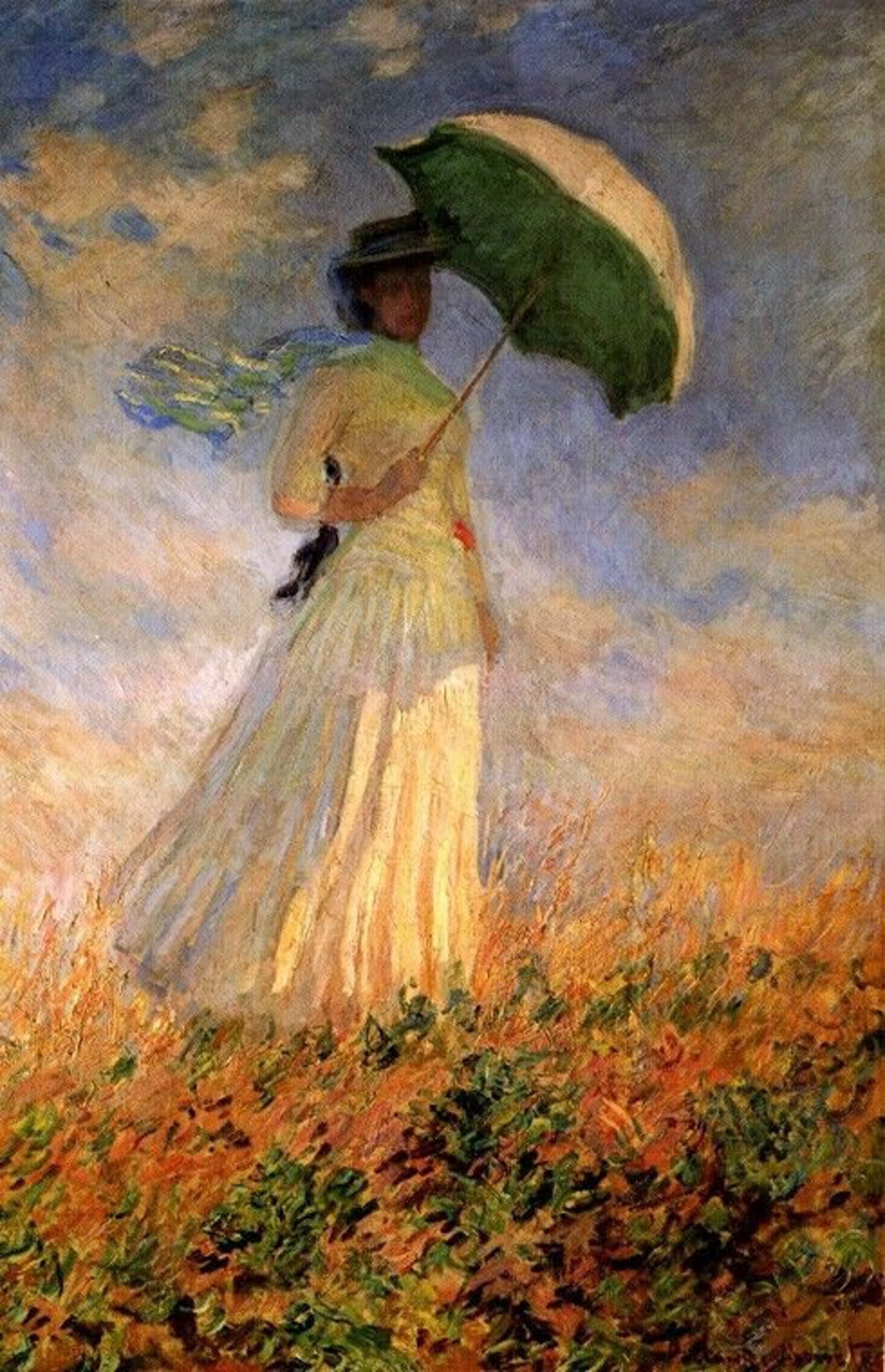 Woman With Umbrella Turned To The Right Painting Outdoors 1886 Etsy